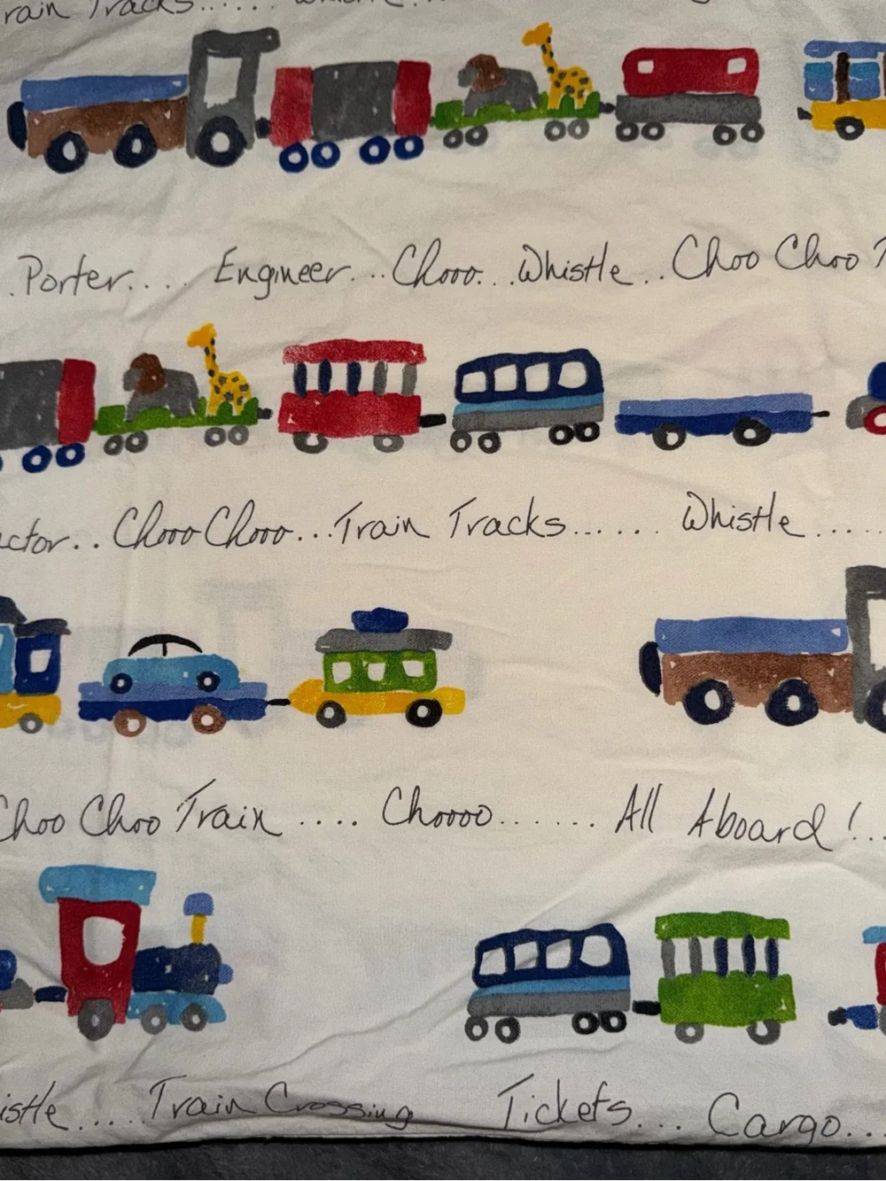 Pottery Barn Kids Choo Choo  Train  Standard Size Pillowcase